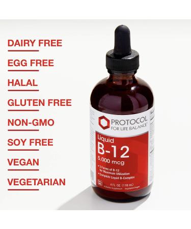 Protocol Liquid B-12 5000mcg Vitamin B Complex with Niacin - 4 fl. oz. (118 mL) - Buy Online on GoSupps.com