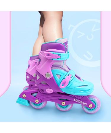 LOCAVUN Adjustable Light up Inline Skates for Kids - Purple (US 9C-12C) - Buy Online on GoSupps.com