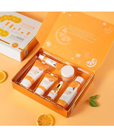 6Pcs Vitamin C Skincare Gift Set for Teenage Girls - Travel Skin Care Kit with Cleanser Toner Serum Eye Cream Face Cream Sunscreen Hydrating Facial Kit for Women Teen Girls Mom Daughter Birthday Vitamin C Set - Buy Online on GoSupps.com