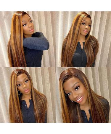 Muokass 4x4 HD Lace Front Wig 26 Inch #4/27 Color - Brazilian Virgin Human Hair, 150% Density, Pre Plucked, Elastic Bands, Natural Hairline - For Black Women - Buy Online on GoSupps.com