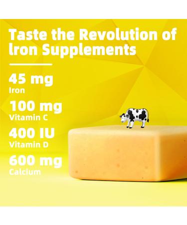 Chewable Iron Supplement for Women & Men and Kids - Pineapple Flavor Iron Vitamin C Soft Chew for Max Absorption Iron as Ferrous Fumarate Ideal for Iron Deficiency 2 Month Supply - Buy Online on GoSupps.com