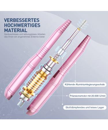 Portable Electric Nail Drill Kit - 20 000 RPM Nail Cutter for Acrylic Gel - Manicure & Pedicure Essentials in Pink - Buy Online on GoSupps.com