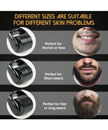 3 Pack Titanium Microneedle Beard Roller Set for Face & Body with Storage Case - Home Use Derma Roller Kit for Beard Hair Growth - Buy Online on GoSupps.com