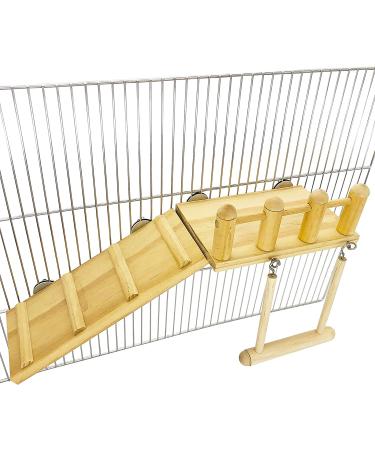 Parrot Climbing Ladder Playground with Swing & Stand - Bird Cage Chew Toy Set for Small Birds & Hamsters - Buy Online on GoSupps.com