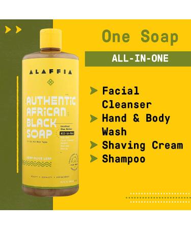 Alaffia Hemp Olive Leaf African Black Soap 32 Fl Oz - Authentic All-in-One Cleanser - Buy Online on GoSupps.com
