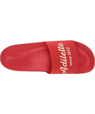 adidas Adilette Slides Sandal - Vivid Red/Wonder White - Size 12 Women/11 Men - Buy Online on GoSupps.com
