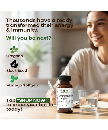 Oregano Oil Black Seed Oil & Moringa Softgels 60 Vegan Capsules | Herbal Blend Dietary Supplement | Non-GMO Sugar-Free Diabetic-Friendly - Buy Online on GoSupps.com