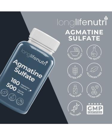 LongLifeNutri Agmatine Sulfate 500 mg 180 Vegetarian Capsules (6-Month Supply) Dietary Supplement Made in USA 180 Count (Pack of 1) - Buy Online on GoSupps.com