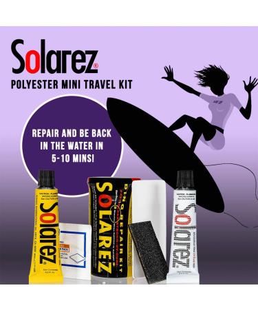 Solarez Polyester Mini Travel Kit | Surfboard and Paddle Board Ding Repair | Includes Poly and Microlite Resins | Sanding Pad, Spreader, Alcohol Pad | USA Made | Watertight Capsule - Buy Online on GoSupps.com