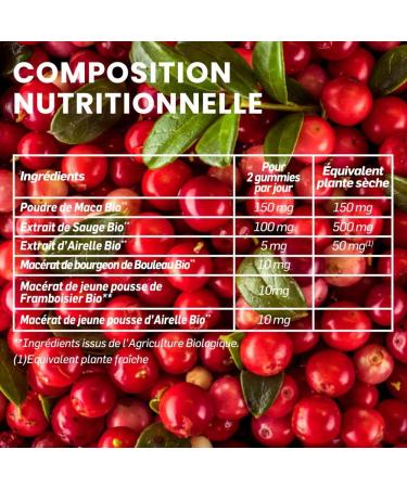 Santarome Bio - Organic Ma Menopause Gummies | Menopause Food Supplement | Hot Flashes & Night Sweats - Maca Sage Lingonberry | 60 gummies-1 month| Vegan| Made In France | Blackberry taste - Buy Online on GoSupps.com