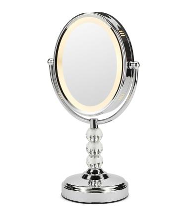 Conair Double-Sided Lighted Makeup Mirror - 1x/7x Magnification, Polished Chrome with Crystal Ball Stem - Buy Online on GoSupps.com