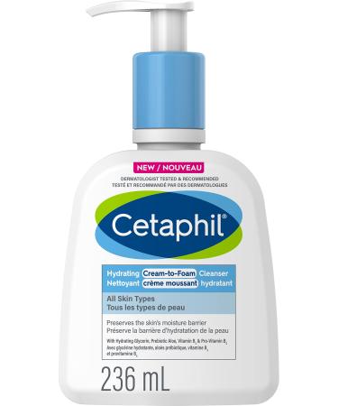 Cetaphil Cream to Foam Face Wash Hydrating Foaming Cream Cleanser For Normal to Dry Sensitive Skin with Soothing Aloe Glycerin and Niacinamide Hypoallergenic Fragrance Free 236 ml