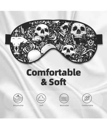 Black Floral Skull Print Eye Mask | Soft Sleep Mask for Men & Women | Travel & Sleeping Aid - Buy Online on GoSupps.com