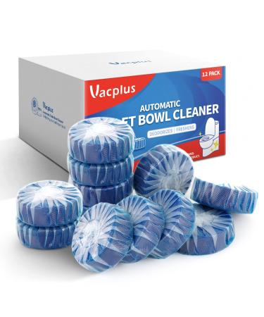 Vacplus Toilet Bowl Cleaners - 12 PACK Ultra-Clean Toilet Cleaners for Deodorizing & Descaling Long-Lasting Blue Toilet Bowl Cleaner Tablets with Sustained-Release Technology Against Tough Stains