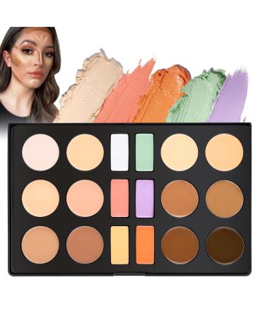 Cream Contour Concealer Palette DE'LANCI 18 Color Contour Highlighting Makeup Palettes Kit Contouring Pallet for Dark Circles Redness Natural Concealing Foundation Full Coverage Cruelty Free
