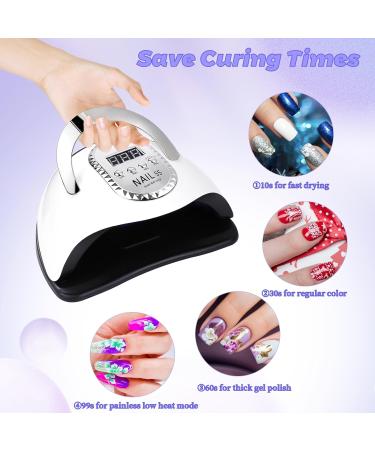 280W UV LED Nail Lamp for Fast Gel Nail Curing | 4 Timers, 66 Beads | Home and Salon Nail Polish Dryer - Buy Online on GoSupps.com