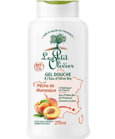LE PETIT OLIVIER - Shower Gel - Organic Olive Water & Manosque Peach - Neutral PH For The Skin - 97% Natural Origin - Without