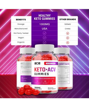 ACE Keto ACV Gummies - Advanced Formula with B12, Beet Root Juice for Men & Women | 60 Gummies - Buy Online on GoSupps.com