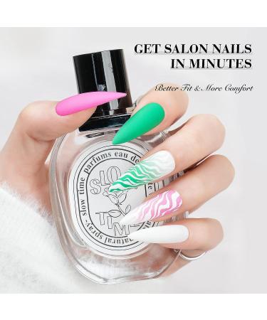 Barbie Pink & Green XXL Press on Nails - Jofay Fashion Designs | False Nails with Glue - 24pcs - Buy Online on GoSupps.com