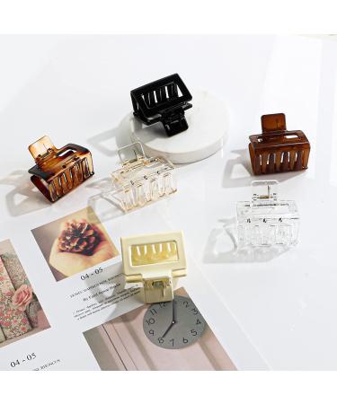 6 PCS Non-Slip Hair Claw Clips Set for Women and Girls - Small Square and Rectangle Clips for Thick and Thin Hair - Bright Hair Accessories - Buy Online on GoSupps.com