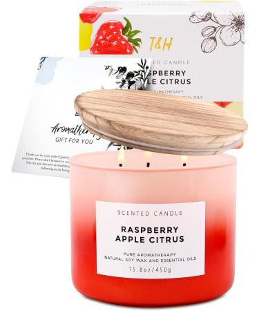Raspberry Apple Citrus Scented Candle | Natural 3 Wick Soy Candle for Home & Office | 15.8 Oz Long Lasting Aromatherapy & Stress Relief Candle - Buy Online on GoSupps.com