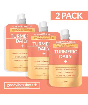 goodvibes juice co. Turmeric Daily | Natural Wellness Shot | Turmeric Black Pepper Ginger Chamomile Lemon Maple | Antioxidants Anti-Inflammatory Immunity | Vegan Gluten Free | 50mL Pouch (Pack of 2) 50 ml (Pack of 2) - Buy Online on GoSupps.com