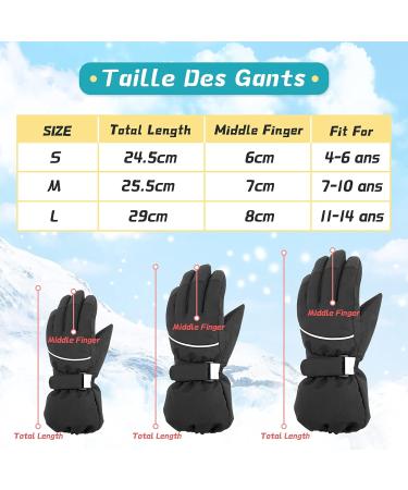 Seyufn Kids Winter Ski Gloves | Warm Waterproof Fleece Gloves for Girls 4-14 Years | Black M (7-10 Years) - Buy Online on GoSupps.com