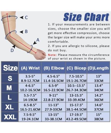 Beister Medical Compression Arm Sleeve (1 Piece) for Men & Women - 20-30 mmHg - Silicone Band for Varicose Veins Lymphedema & Arthritis - Beige - Buy Online on GoSupps.com