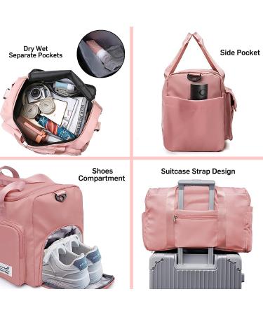 Suruid Travel Duffel Bag with Shoes Compartment - Pink Gym Bag for Men and Women - Buy Online on GoSupps.com