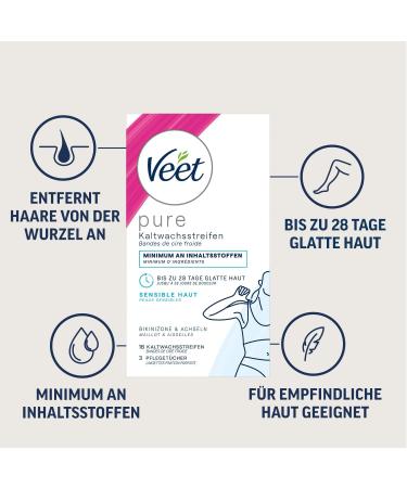 Veet Cold Wax Strips for Bikini & Armpits - 3-Pack | Effortless Hair Removal for Short Hair - Buy Online on GoSupps.com