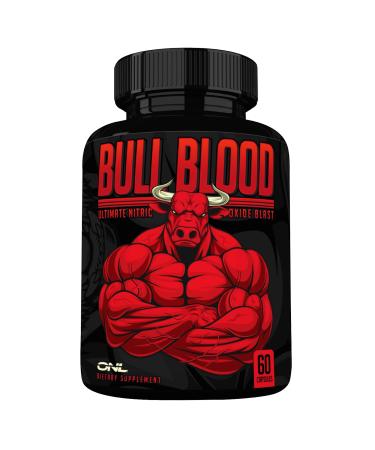 Bull Blood Nitric Oxide Supplement - Extra Strength Nitrous Oxide - L Arginine & L Citrulline Pills - Pumps, Blood Flow for Men - NO Booster for Enhancing Male Strength & Energy - 60 ct