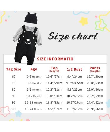Baby Boys 3pcs Cotton Romper Set with Long Sleeves T-shirt, Dungarees, and Hat - Black (3-6 Months) - Buy Online on GoSupps.com