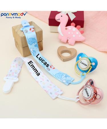 Personalized Baby Pacifiers & Clips Set 4 Pack with Names | Perfect Gift for Newborn Boys & Girls | Glittering Accessories (0-6 Months) - Ship Worldwide - Buy Online on GoSupps.com