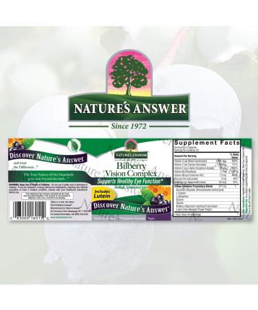 Nature's Answer Bilberry Vision Complex Capsules - 60 Vegetarian Capsules | Supports Eye Health & Vision - Buy Online on GoSupps.com