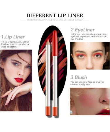 Lip Liner Pencil 12 Colors with Silky Texture Smudge-Proof for Lip Makeup - Pencil for - for Women Friends Family Sister and Girlfriend Dates and Parties - Buy Online on GoSupps.com