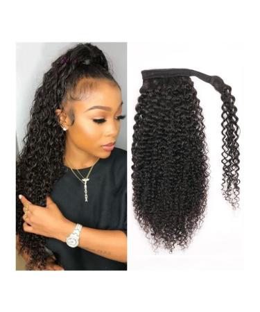 Ponytail Extension 12-26" Kinky Curly Ponytail Human Hair Ponytail for Black Women Curly Wrap Around Ponytail Hair Piece Clip In Human Hair Extension Natural Black Ponytail Hair Extension(22inches 100 22inches 100g Kinky Curly
