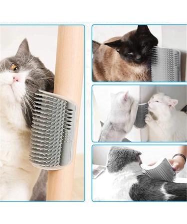 Bobozhong Cat Brush Set - 2 Wall Corner Grooming Brushes for Self-Grooming with Catnip & Screws | Gray Cat Groomer - Buy Online on GoSupps.com