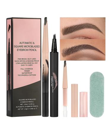 Curved Eyebrow Pen Eyebrow Pencils for Women Teardrop Angled Eyebrow Brush to Brows Waterproof Pencil with 4Principle MicroFork Tip Applicator Lift Natural Eyebrows 02 Brown