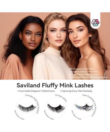 Saviland False Eyelashes Natural for Makeup Artist: 18mm 21mm 3D Faux Mink 15 Pairs Fox Cat Eye Lashes Natural Look with Rhinestones 3 Styles Wispy Fluffy Strip Lightweight Extension Fake Eyelashes - Buy Online on GoSupps.com