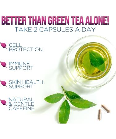 Green Tea Extract Capsules 1300mg - Standardized 45% EGCG & 98% Polyphenols - 3X Strength Green Tea Pills for Natural Energy - Herbal Supplement with Heart & Antioxidant Health Support - 60 Capsules 60 Count (Pack of 1) - Buy Online on GoSupps.com