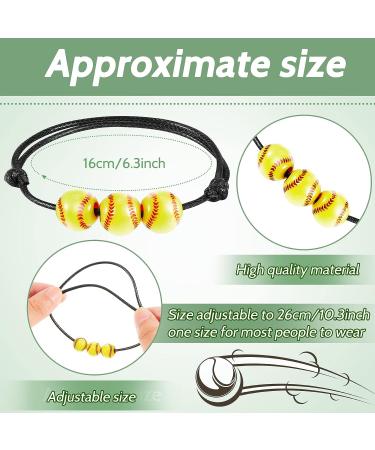 Inbagi 30 Pcs Ball Bracelet Sports Party Favors - Adjustable Braided Rope Bracelets for Teens & Adults - Yellow Softball Theme - Buy Online on GoSupps.com