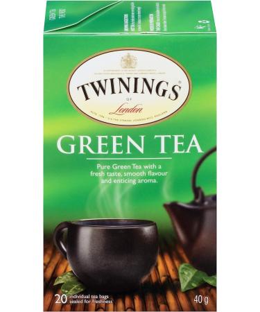 Twinings Pure Green Tea Individually Wrapped Tea Bags | 100% Pure Green Tea Smooth Flavour Enticing Aroma | Caffeinated | 20 Count (Pack of 6) | Enjoy Hot or Iced Pure Green Tea 20 Count (Pack of 6) - Buy Online on GoSupps.com