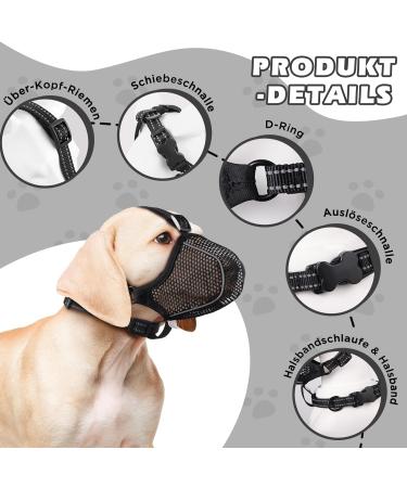 Bonthee Dog Muzzle - Soft Breathable Mesh for Small & Medium Dogs | Adjustable Reflective Puppy Muzzlers for Grooming & Safety - Buy Online on GoSupps.com