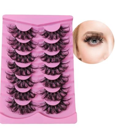 Fluffy Lashes Faux Mink Lashes Wispy 8D C Curl Strip Lashes Natural Look 7 Pairs 22mm Fake Eyelashes Dramatic Lashes Packs 1 Count(Pack of 7)