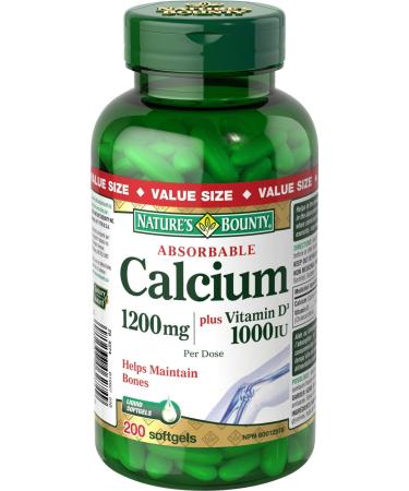 Nature's Bounty Absorbable Calcium Plus Vitamin D3 1200 mg 200 Softgels