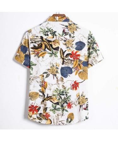 ZSBAYU Men's Floral Printed Aloha Ethnic Casual Shirt - White 4XL - Buy Online on GoSupps.com