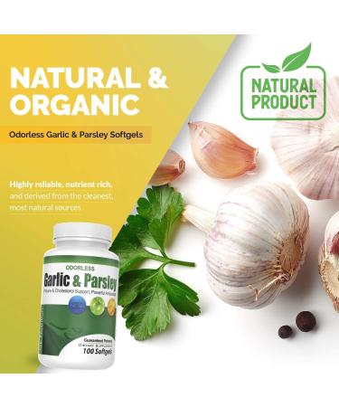 Odorless Garlic and Parsley Softgels by GL Nutrition | All-Natural Detox That Boosts Immunity & Metabolism Supports Heart Health & Cholesterol Levels 100:1 Extract | 100 Count - Buy Online on GoSupps.com