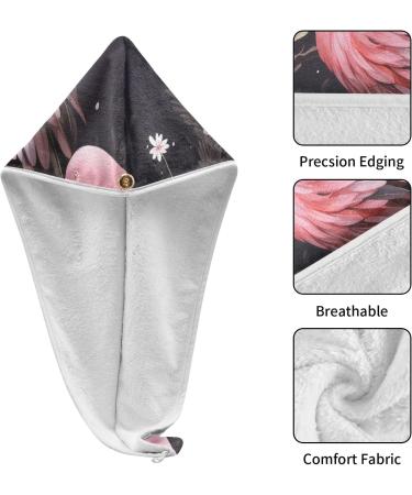 Buy Pink Flamingo Floral Hair Towel 2 Pack - Super Absorbent Quick Dry Turbans for Women & Girls - Buy Online on GoSupps.com