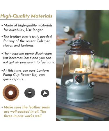 2 Pack Coleman Lantern Stove Pump Cup Replacement Kit - Leather Pump Cap, Metal Nut, Plastic Cap - Compatible with Multiple Coleman Models - Buy Online on GoSupps.com