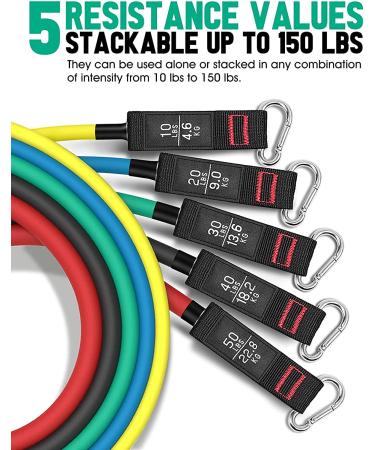 150-250lbs Resistance Bands Set with Handles - 5 Tube Fitness Bands for Home Workouts - Buy Online on GoSupps.com